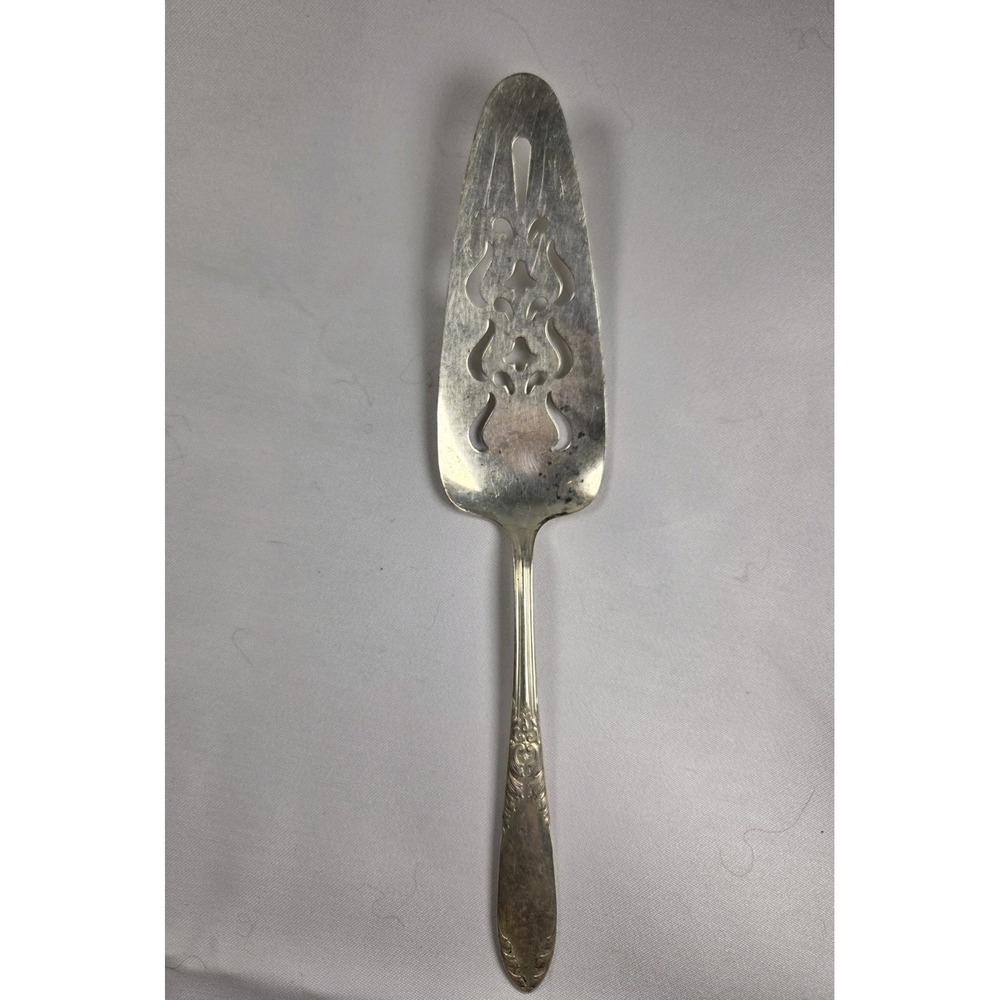 National Silver Co King Edward Silverplate Pierced Pie Cake Server 1936